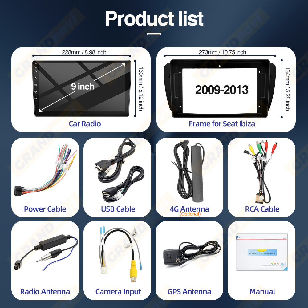 Android 13.0 Car Radio for Seat Ibiza 9 inch CarPlay Android Auto GPS Navigation Multimedia Player Bluetooth WiFi USB