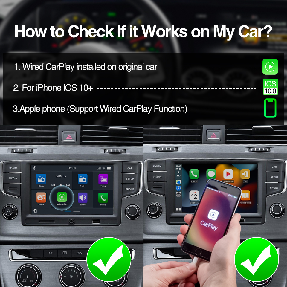 Wireless CarPlay Adapter Bluetooth Call Bluetooth Play Music Touch Screen Steel Wheel Control