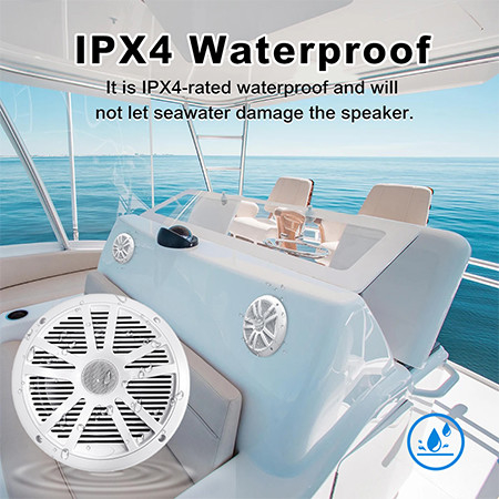 6.5 inch Boat Stereo Speakers 2 Way White 120W Marine Speaker for Boats ATV UTV SxS Powersport