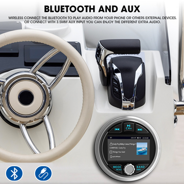 GRANDnavi Waterproof Bluetooth USB Marine Stereo AM FM Boat Stereo System Head Unit