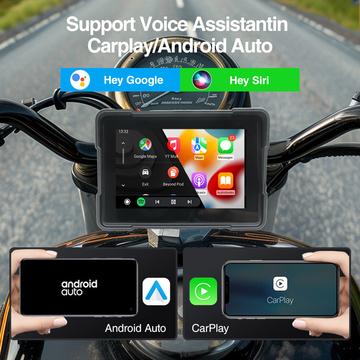 GRANDnavi 5inch Motorcycle CarPlay Android Auto Navigation Display Dual BT Music Waterproof