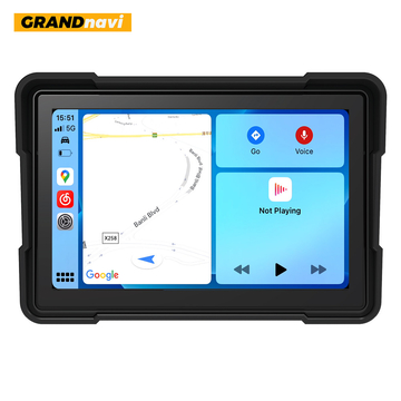 GRANDnavi 5inch Motorcycle CarPlay Android Auto Navigation Display Dual BT Music Waterproof