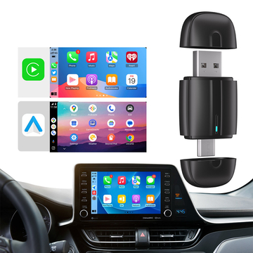 New Design Dual Interface USB A type C Mini Auto BT 5.0 Dongle 2 in 1 Wireless Carplay Adapter for apple android