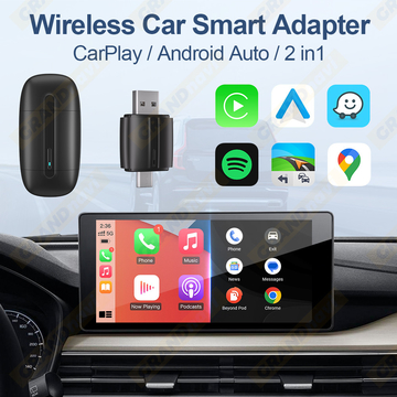 New Design Dual Interface USB A type C Mini Auto BT 5.0 Dongle 2 in 1 Wireless Carplay Adapter for apple android