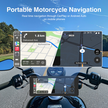 GRANDnavi 6.86 Inch Portable Navigation Device Linux System For motorcycle CarPlay FM DVR Android Auto