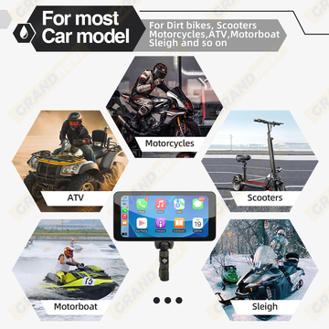 6.3inch Motorcycle CarPlay Android Auto Navigation Display Dual BT Music Waterproof Loop recording For Motorcycle