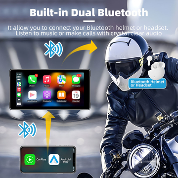 GRANDnavi For Motorcycle 6.25inch Portable CarPlay Monitor Navigation Device Multimedia Waterproof Level IP66