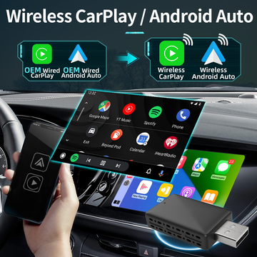 GRANDnavi 2 In 1 CarPlay Android Auto Adapter Turn Wired CarPlay and Android Auto into Wireless CarPlay and Android Auto