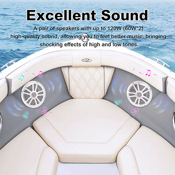 6.5 inch Boat Stereo Speakers 2 Way White 120W Marine Speaker for Boats ATV UTV SxS Powersport